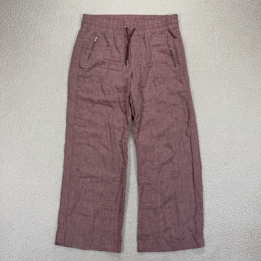 Athleta Cabo Linen Wide Leg Pants Women's 16 Beach Coastal Boho Resort Casual